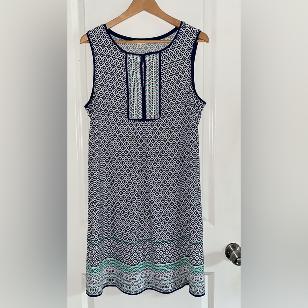 Max Studio Blue and White Geometric Mini Dress